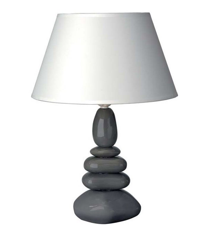 Lampa stołowa Bernstein podstawa popielata ceramiczna kamienie do salonu sypialni jadalni - DOSTĘPNA OD RĘKI