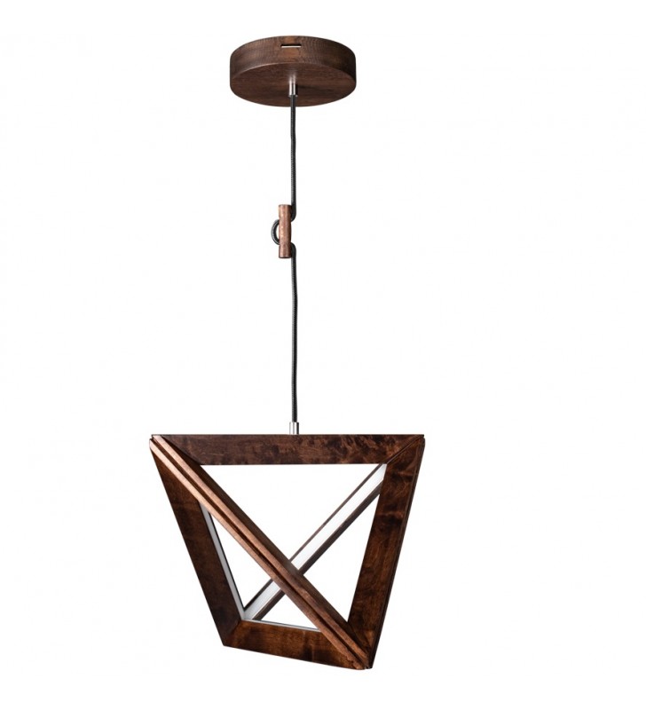 Lampa wisząca Trigonon LED drewno kolor orzech nowoczesny geometryczny kształt