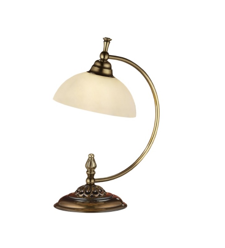 Lampa stołowa Cordoba I klasyczna stylowa patyna połysk szklany klosz ecru