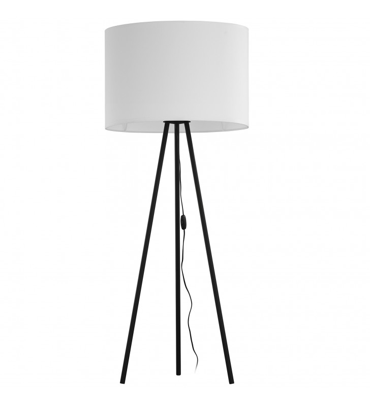 Lampa podłogowa Nallu czarny trójnóg biały abażur styl nowoczesny
