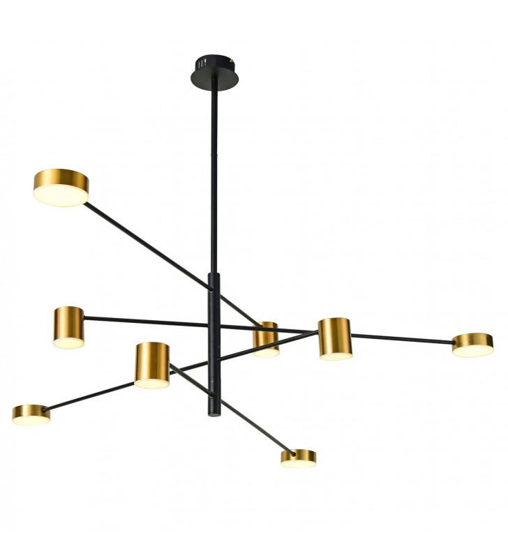 Nowoczesny czarno złoty żyrandol Remdal LED 8 kloszy do salonu sypialni jadalni