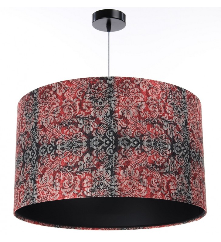 Abażurowa elegancka lampa wisząca Zuri1 abażur z czerwienią 3 rozmiary czarny środek do sypialni