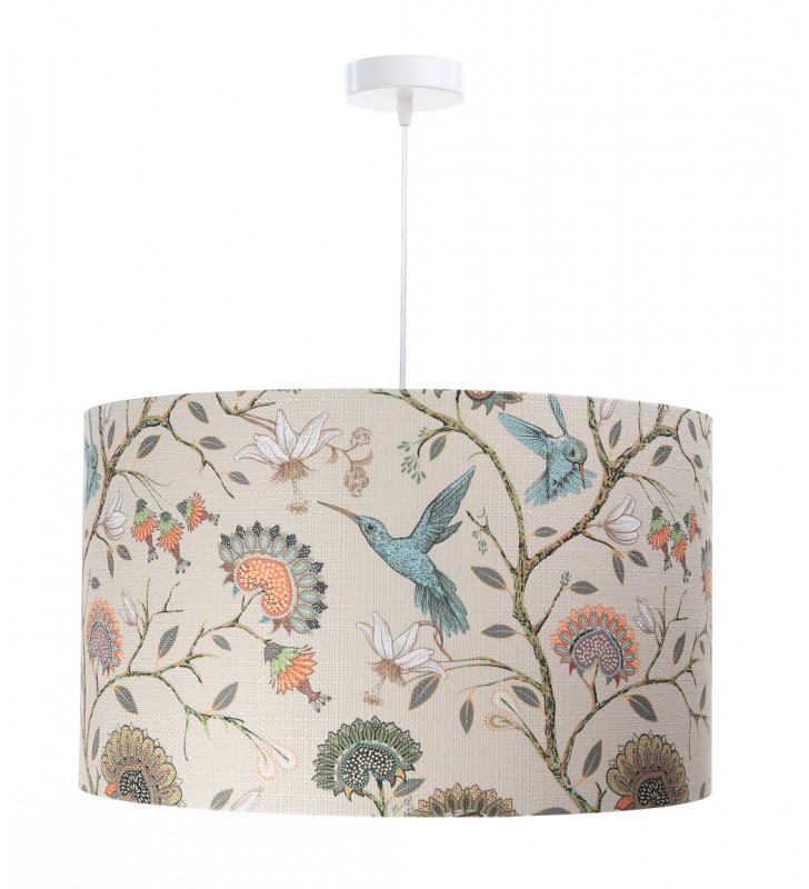 Lampa wisząca z abażurem Kolibri do sypialni jadalni kuchni salonu beżowy środek