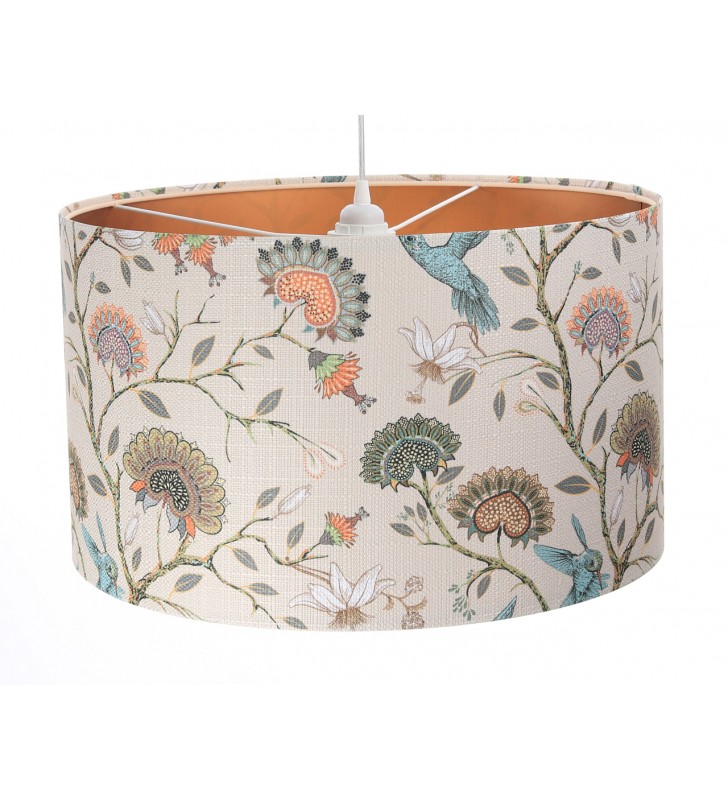 Lampa wisząca Kolibri1 abażur z kolibrami i kwiatami styl romantyczny do sypialni jadalni kuchni salonu pokoju nastolatki
