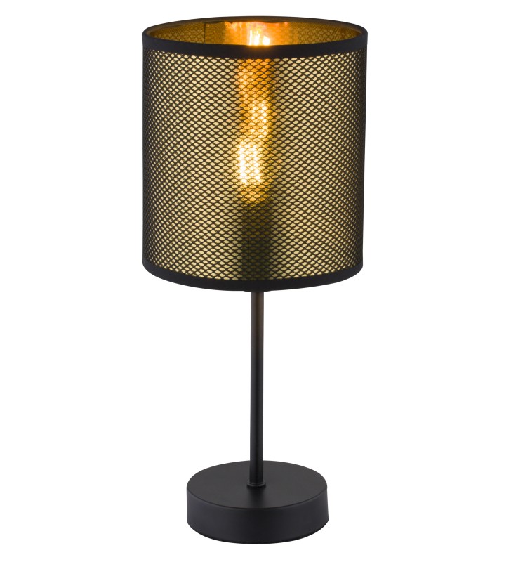 Lampa stołowa Nuggy czarno złoty abażur metalowa czarna matowa podstawa włącznik na kablu