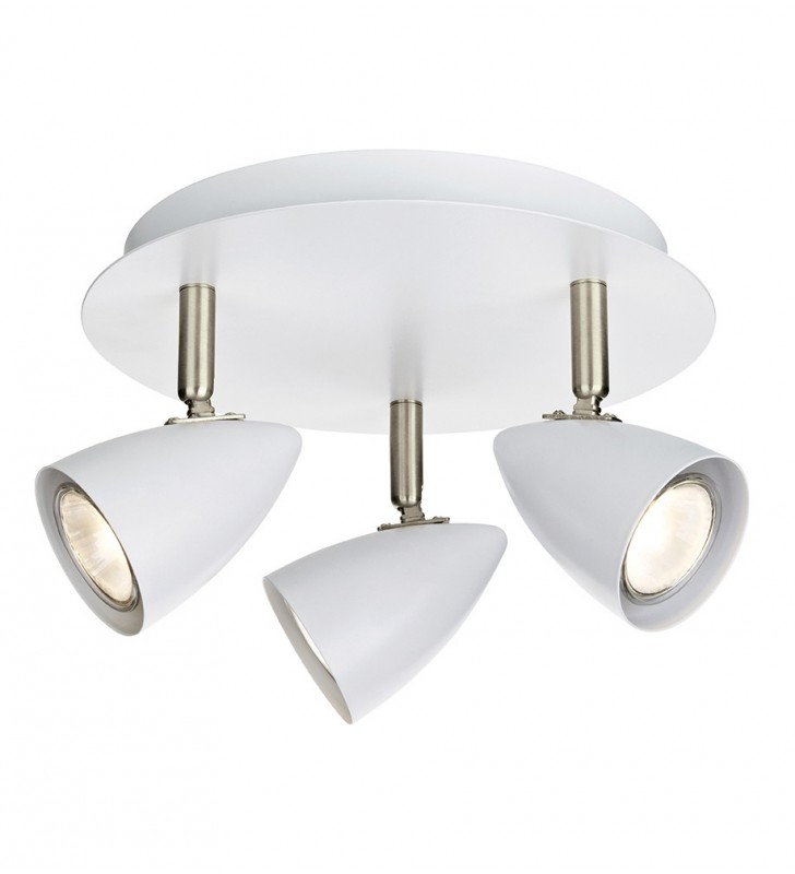 Biała lampa sufitowa Ciro stalowe wykończenie 3 reflektorki na przedpokój do sypialni