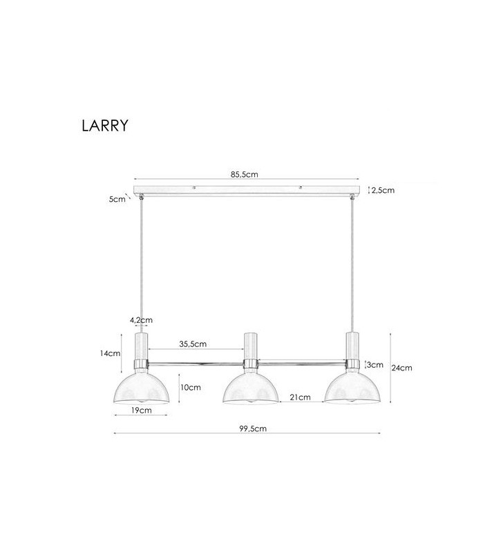 Biała lampa wisząca Larry 3 pkt belka metal do kuchni jadalni nad stół