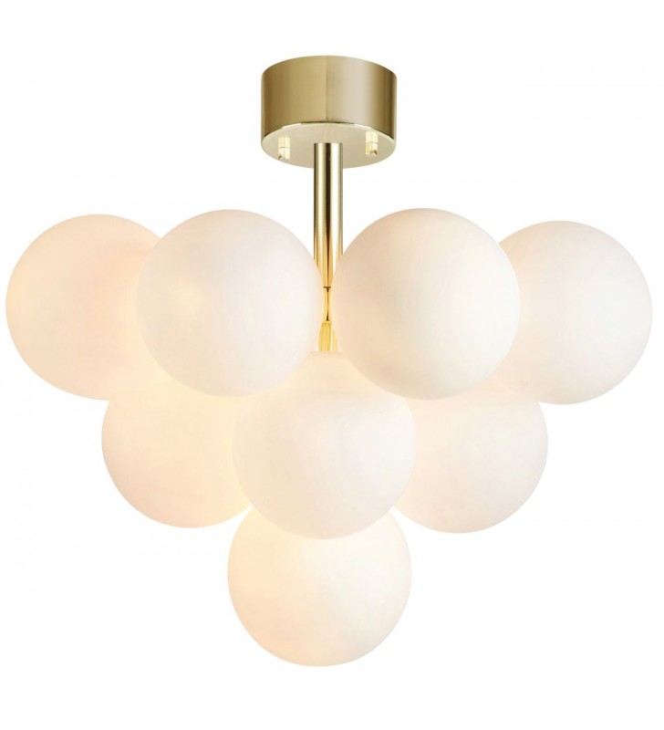 Złota elegancka lampa sufitowa Merlot wielopunktowa klosze szklane kule do salonu sypialni