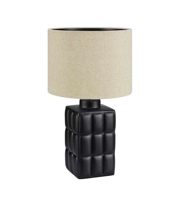 Lampa nocna Cuscini beżowa abażur czarna ceramiczna podstawa 42cm