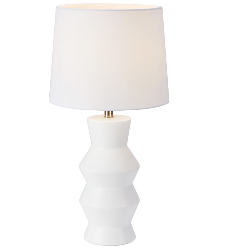 Lampa nocna do sypialni Sienna biała z abażurem dekoracyjna ceramiczna podstawa