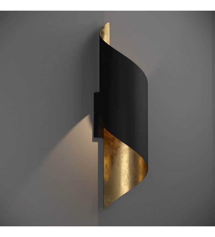 Kinkiet Jabaloyas czarno złota spirala z metalu wysoki styl nowoczesny