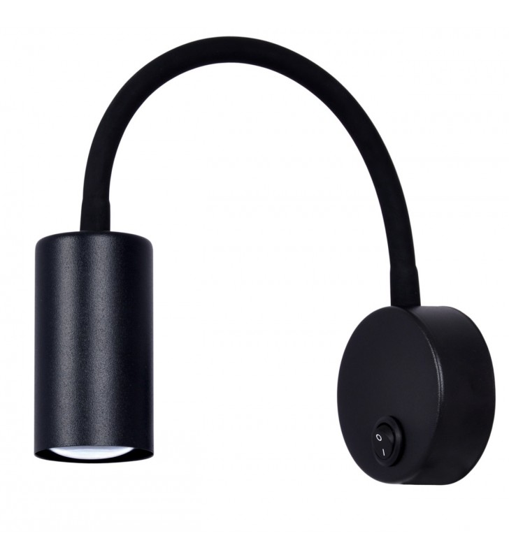 Kinkiet Set czarny nowoczesny z elastycznym ramieniem włącznik na lampie